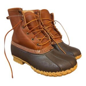 L.L. Bean Brown Leather and Dark Brown Rubber Duck Boots